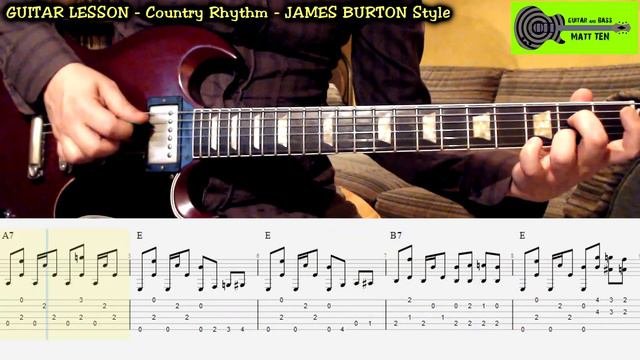 COUNTRY GUITAR LESSON James Burton / Jerry Reed Style - GUITAR LESSON  + TAB - Country Guitar TABS