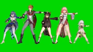 персонажи геншина танцуют под Katty Parry на хромакей