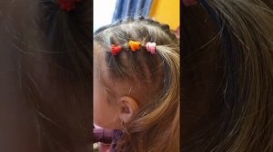 Причёска в садик, школу, на короткие волосы колосок, хвостики