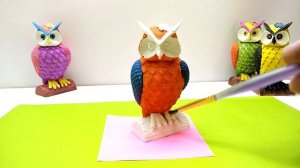 Как покрасить гипсовую фугурку совы акварелью