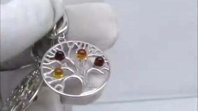 Серебряные серьги "Древо жизни" янтарь натуральный балтийский серебро 925 проба Ag S142