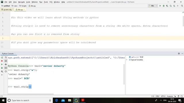 #10 Python Tutorials From Scratch. | String Strip Methods
