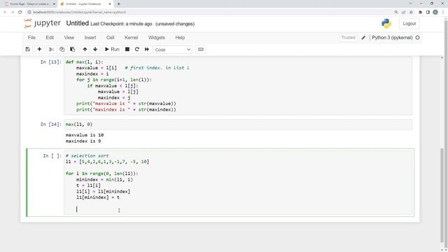 Selection Sort in python and java