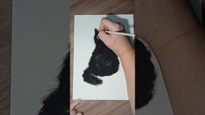 Как нарисовать черного кота красками.