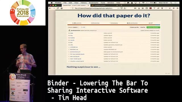 PyCon.DE 2018: Binder - Lowering The Bar To Sharing Interactive Software - Tim Head смотреть онлайн