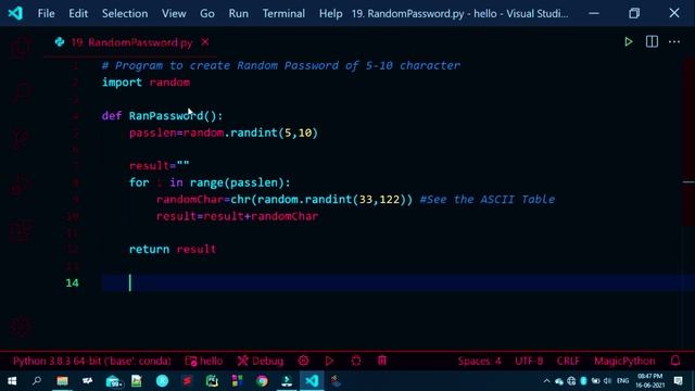 19. Random Password Generator-Simple Project | Python Programming | JAcademy