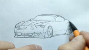 How to draw a FORD MUSTANG 2015 / drawing a 3d car / coloring ford mustang shelby gt 350 2017