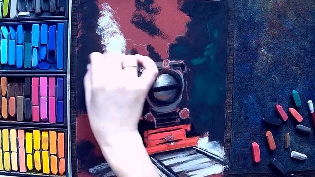 Полярный экспресс. Рисуем пастелью на наждачной бумаге. смотреть онлайн