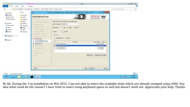 Databases: Not able to select the disk during Oracle 11g Installation (2 Solutions!!) смотреть онлайн