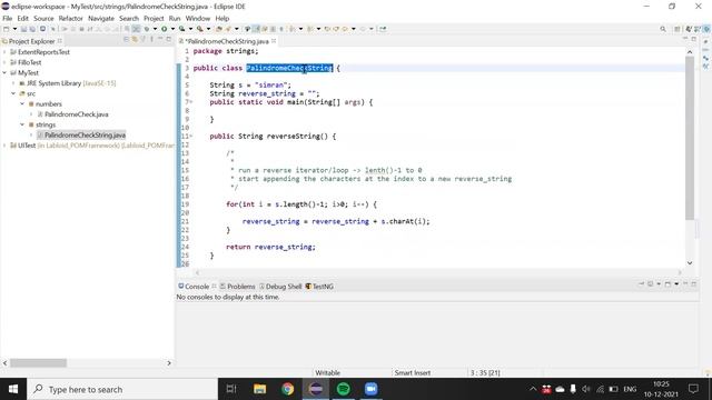 Java Program to check Palindrome String