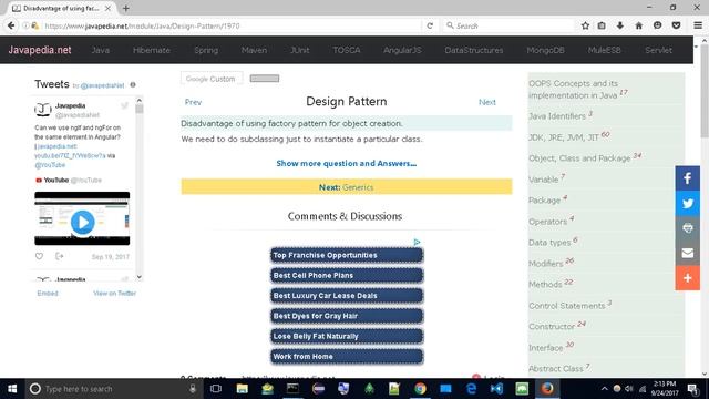 Disadvantage of using factory pattern for object creation.
| javapedia.net смотреть онлайн