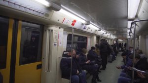 Russia, Moscow, metro ride from Ку́рская to Тага́нская