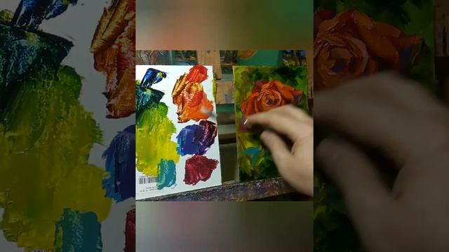 Текстурная роза маслом\Живопись мастихином смотреть онлайн