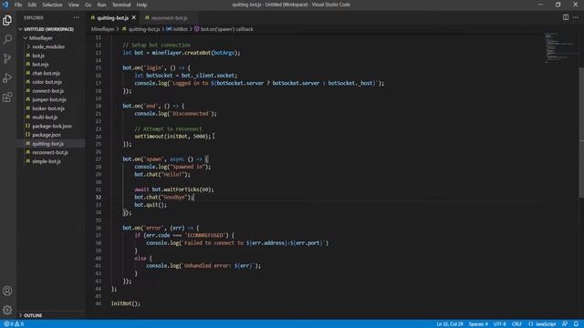 Minecraft Bot Disconnects from Server | Mineflayer.js Guides Ep.4 смотреть онлайн