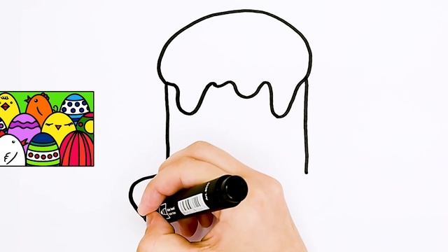 Как нарисовать пасхальный кулич / Рисунки на Пасху / Мультик раскраска для детей смотреть онлайн