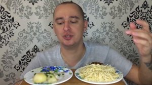 Мукбанг/Mukbang/Скумбрия с картошкой/Лапша с котлеткой/Коржики на сметане