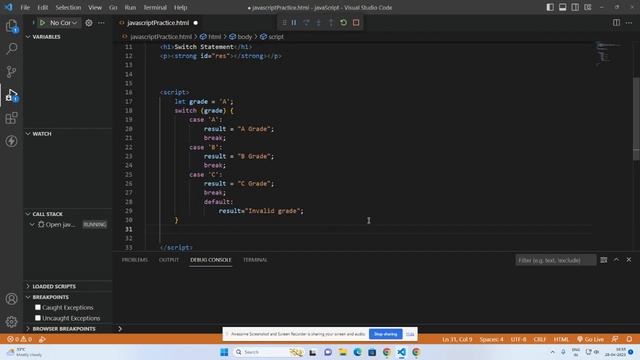 Conditional Switch case Statement in JavaScript explained by LearnQoch