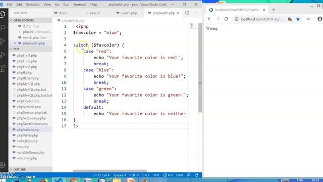 9 switch statement in PHP смотреть онлайн