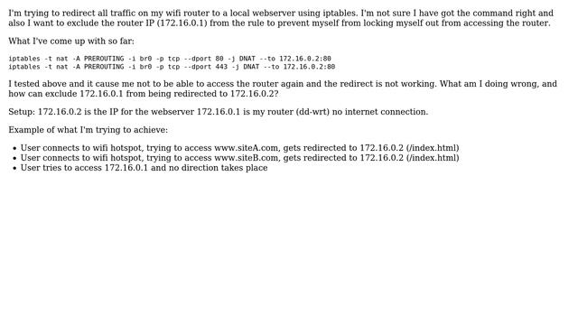 Using iptables to redirect all traffic to local webserver смотреть онлайн
