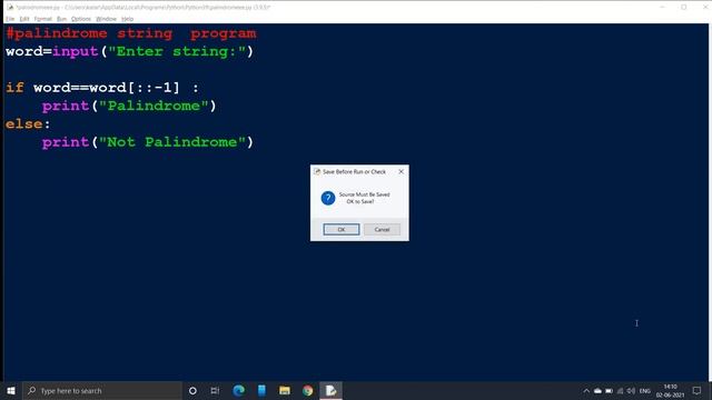 Python Tutorial |Check if  String or Number is Palindrome or Not | Palindrome | #ghcodingtechnique