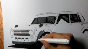 Как нарисовать ВАЗ 2101 | Рисуем машину ВАЗ 2101 | How to draw VAZ-2101 | Drawing VAZ-2101