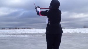 Ice kiting с пилотажным кайтом на льду в сильный ветер!