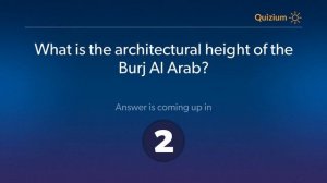 What is the architectural height of the Burj Al Arab?   Burj Al Arab Quiz