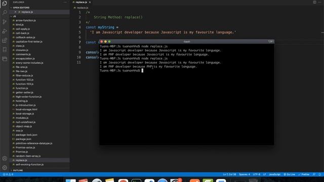 Js 2022: replace( ) String Method in Javascript