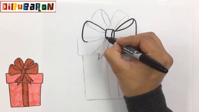 como dibujar y colorear un regalo de navidad | Dibujos faciles смотреть онлайн