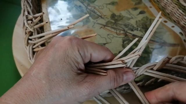 Плетёный поднос. Сложная загибка.