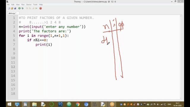 Print Factors of a given Number in Python | Python Programs with Example