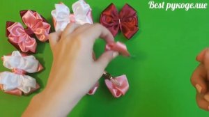 Бантики из атласной ленты 2,5 см.Beautiful bow of satin ribbons.