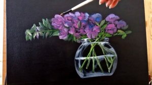 How to Paint Lilac Petunia Flowers in Globe Glass Vase | Time Lapse Oil Painting Video #33