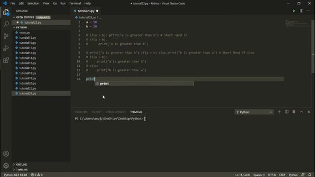 Python Tutorial for Beginners in Hindi | Python Short-Hand If-Else || Short-Hand If-Else in Python