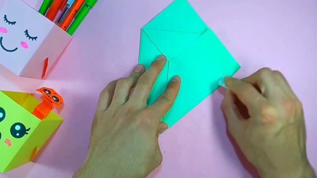 origami pen holder easy | diy pencil stand box no glue
