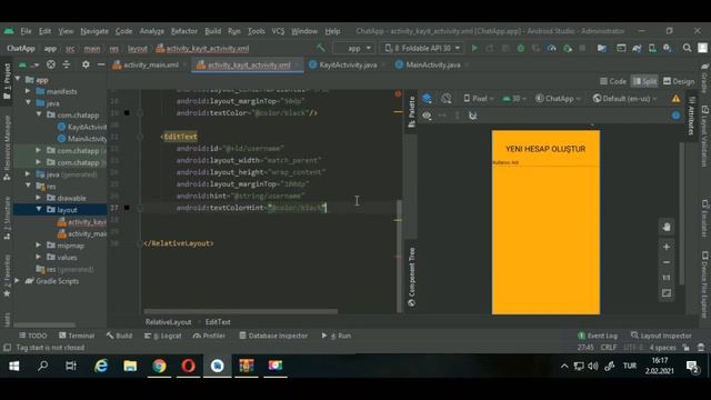 Chat Uygulaması Yapma-Ders 2-Kayıt Ol Ekranı Tasarımı смотреть онлайн