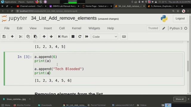 #34 Operations On List In Python With Examples - 2 | append() , remove () | Add Element To The List смотреть онлайн