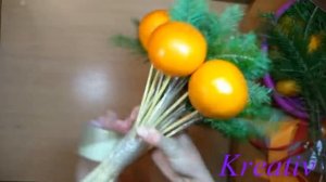 Новогодний букет из мандаринов своими руками
