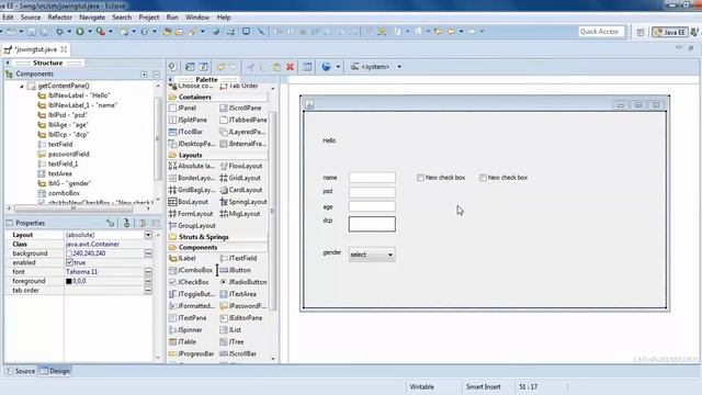 Java Swing Tutorial for Beginners Eclipse WindowBuilder-All Swing components  - Intact Abode