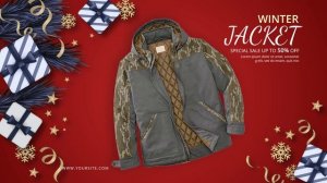 Новогодняя распродажа синяя ель на красном фоне_merry-christmas-sale-mogrt-81_DIZAYNPROJECT