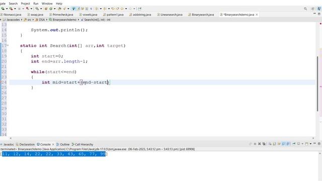Binary search | data structures | java | mahaprabu codes