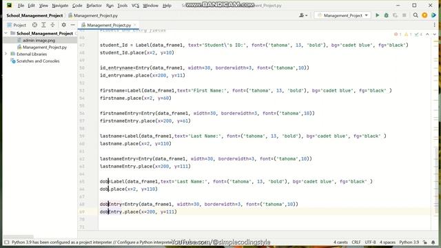 Student Management System with Sqlite3 using Python||Part 1