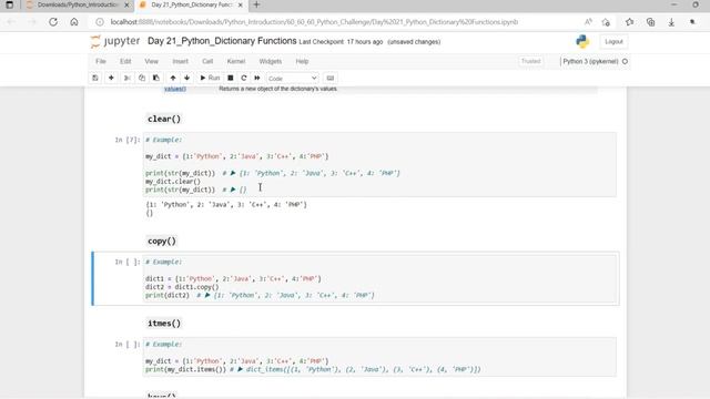 Day 21 Python Dictionary Functions | Dictionary Methods | Dictionary Operations