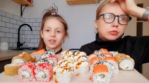 Мукбанг | РОЛЛЫ? 43 шт. Гунканы как вкусно ? У нас Прорвало... ЧП???