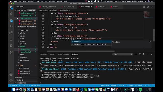 Pagina de perfil de usuario | Creación de un sistema administrativo en Ruby on Rails смотреть онлайн