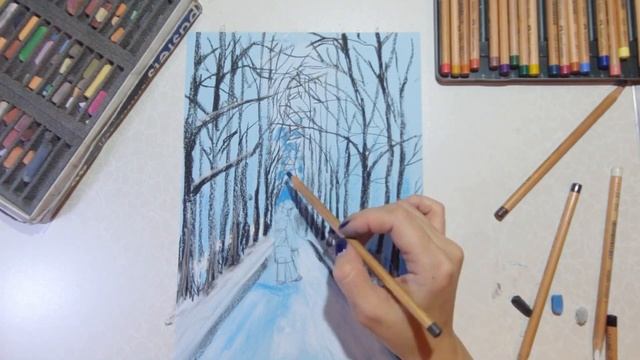 Зимний пейзаж |Перспектива|Как нарисовать красивый пейзаж|