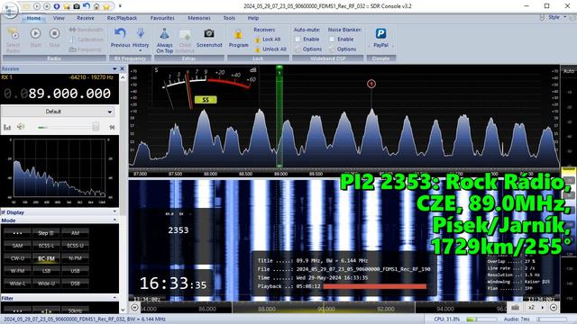 29.05.2024 13:33UTC, [Es], Rock Rádio, Чехия, 89.0МГц, 1729км