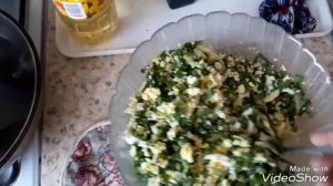 Вареники зеленым луком и яйцом