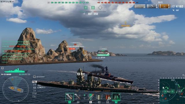 Японский линкор Iwami.Морской бой-11.Игра World Of Warships