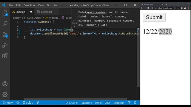 JavaScript Complete Course - Date Objects - Part 45